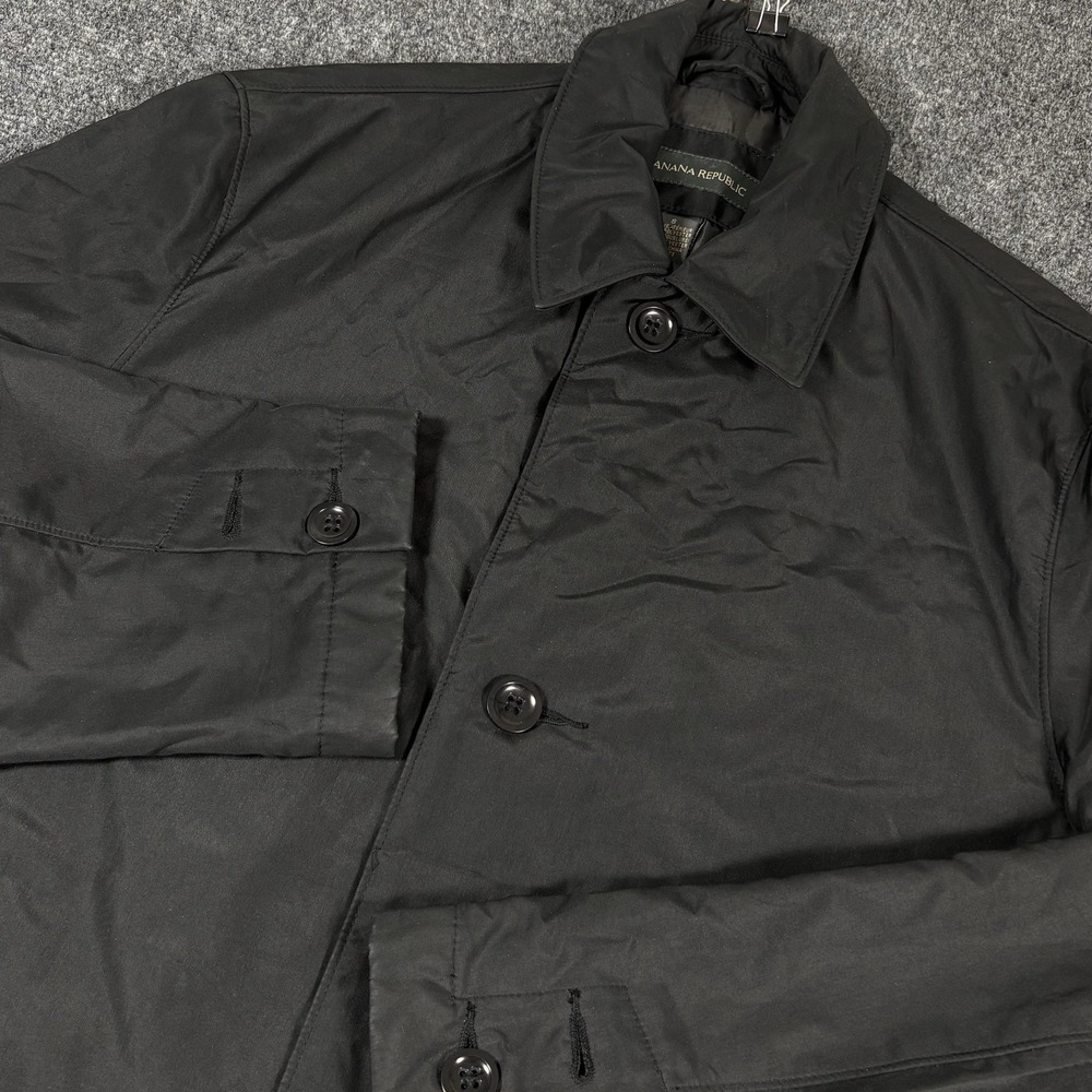 Banana Republic Raincoat Mens Small Black Button Front Vintage‎ Y2K Classic